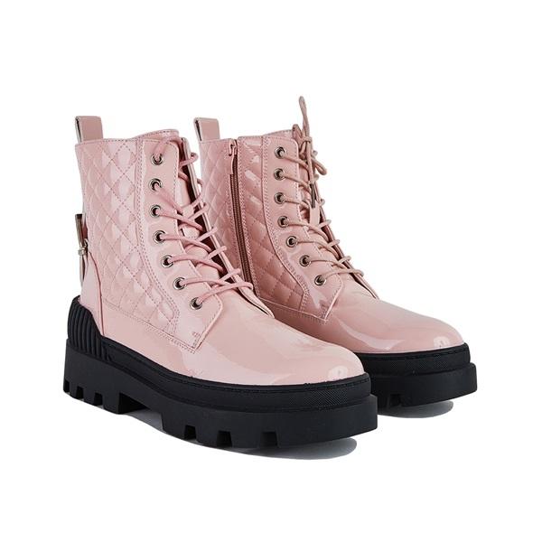 Vintage Motorcycle Mid Heel Platform Boots Oshnow