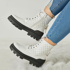 Vintage Motorcycle Mid Heel Platform Boots Oshnow