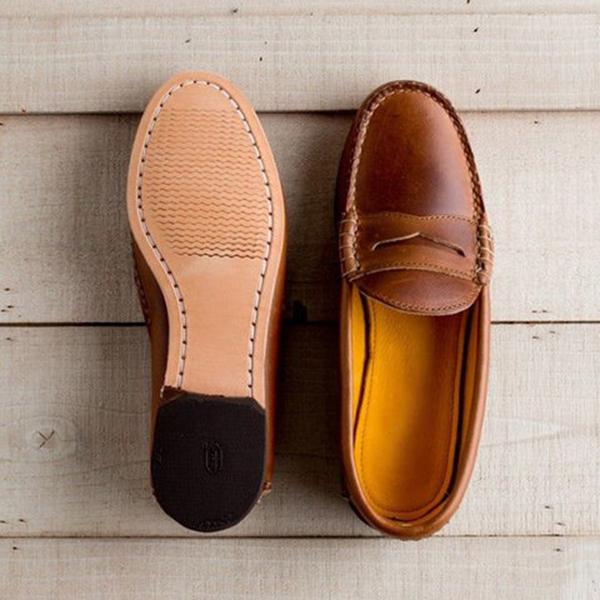 Vintage Slip On Loafers Low Heel Pu Leather Loafers Oshnow