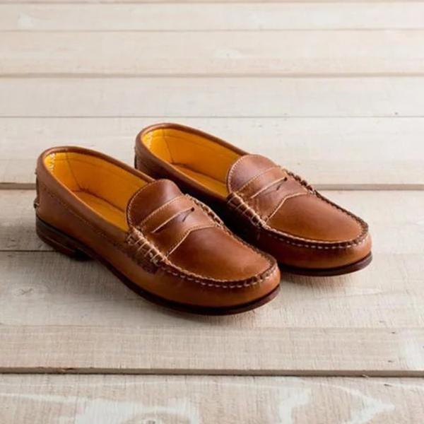 Vintage Slip On Loafers Low Heel Pu Leather Loafers Oshnow