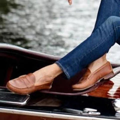 Vintage Slip On Loafers Low Heel Pu Leather Loafers Oshnow