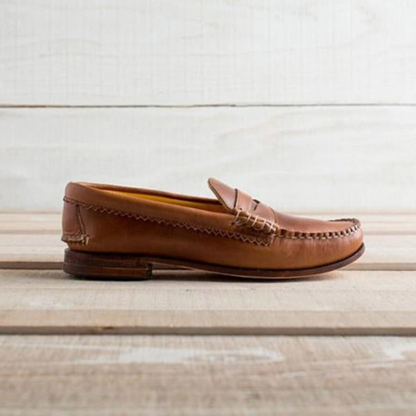 Vintage Slip On Loafers Low Heel Pu Leather Loafers Oshnow