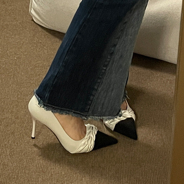 Vintage Stitching Point Toe Stilettos High Heels Oshnow