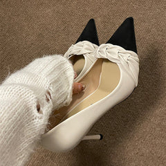 Vintage Stitching Point Toe Stilettos High Heels Oshnow