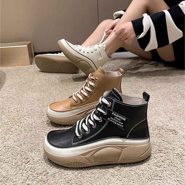 Vintage Thick Soled High Top Casual Boots Oshnow