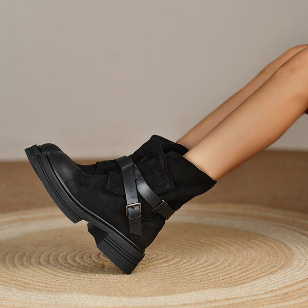 Vintage Western Belt Buckle Ankle Booties Oshnow