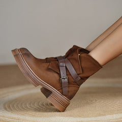 Vintage Western Belt Buckle Ankle Booties Oshnow