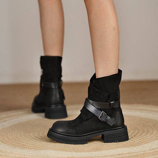 Vintage Western Belt Buckle Ankle Booties Oshnow