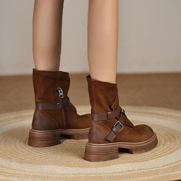 Vintage Western Belt Buckle Ankle Booties Oshnow