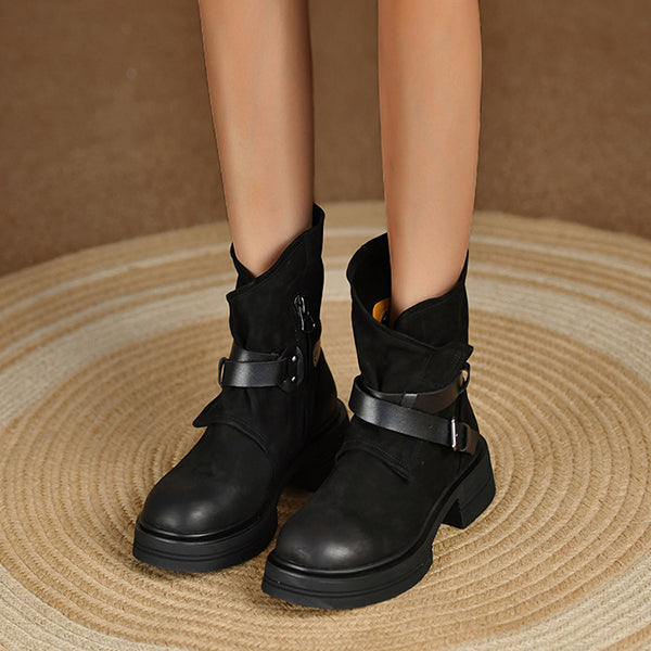 Vintage Western Belt Buckle Ankle Booties Oshnow