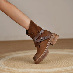 Vintage Western Belt Buckle Ankle Booties Oshnow