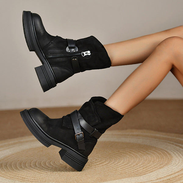 Vintage Western Belt Buckle Ankle Booties Oshnow