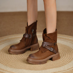 Vintage Western Belt Buckle Ankle Booties Oshnow