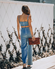 Vitamin Sea Pocketed Denim Cutout Jumpsuit - Denim Oshnow