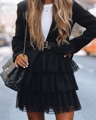 Voila Tulle Polka Dot Mini Skirt - Black - SALE Oshnow