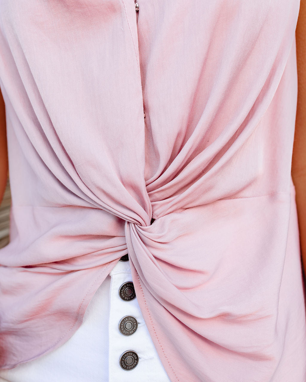 Waka Sleeveless Twist Blouse - Blush Oshnow