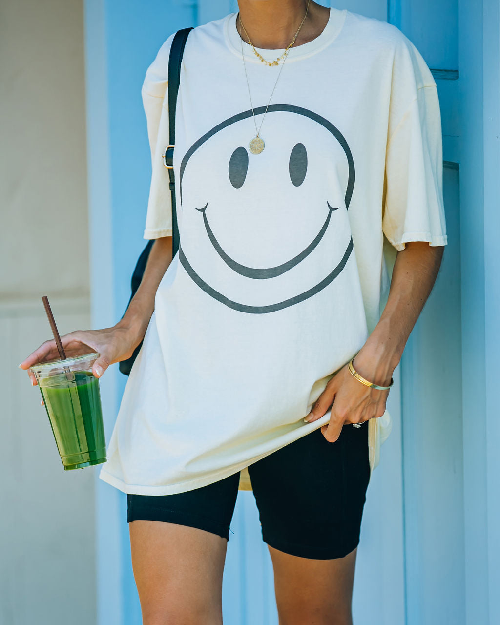 Warm Smile Cotton Oversized Tee Oshnow