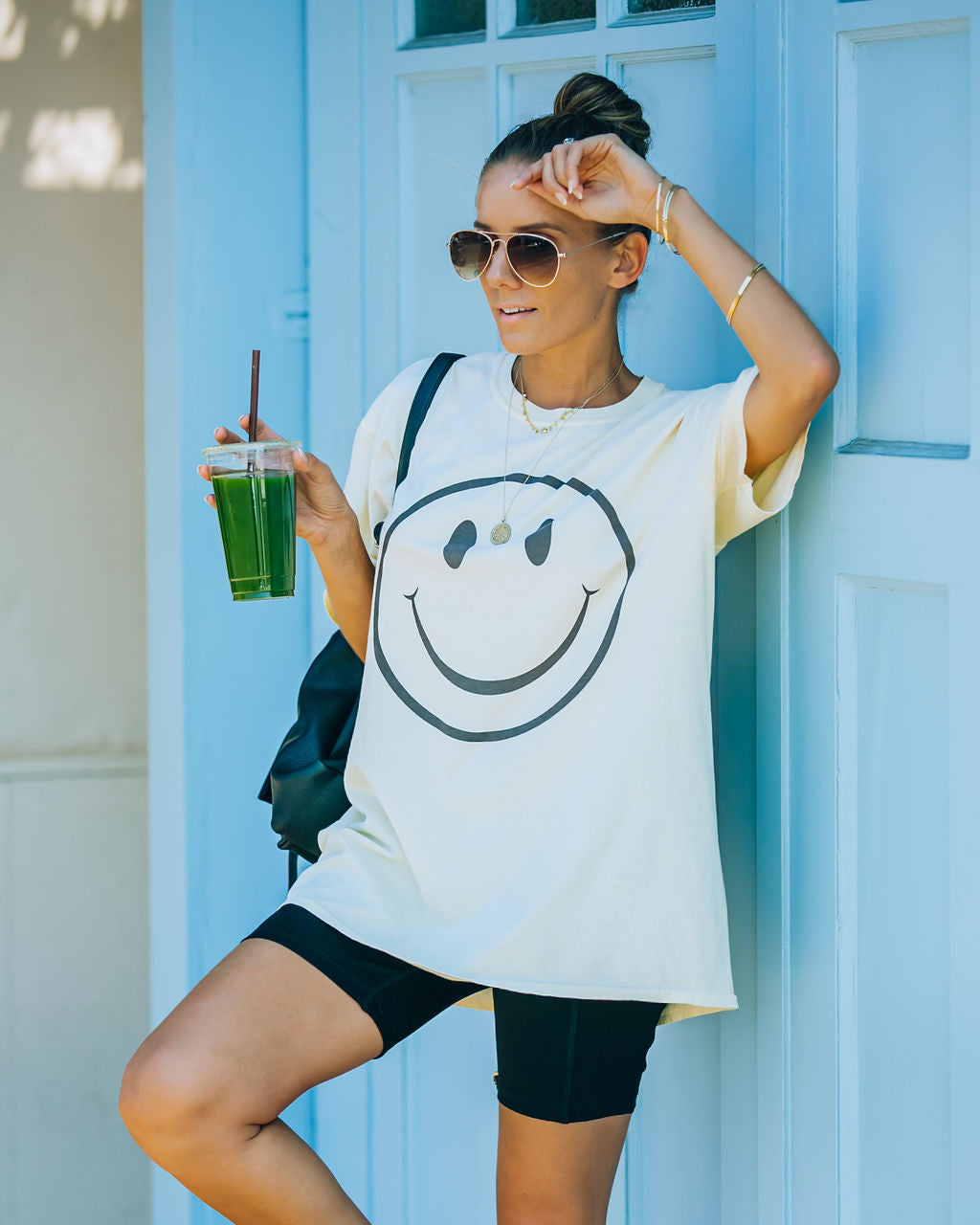 Warm Smile Cotton Oversized Tee Oshnow