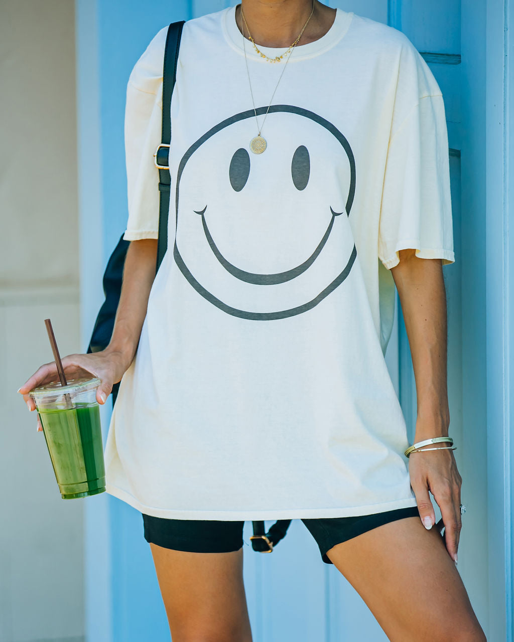 Warm Smile Cotton Oversized Tee Oshnow