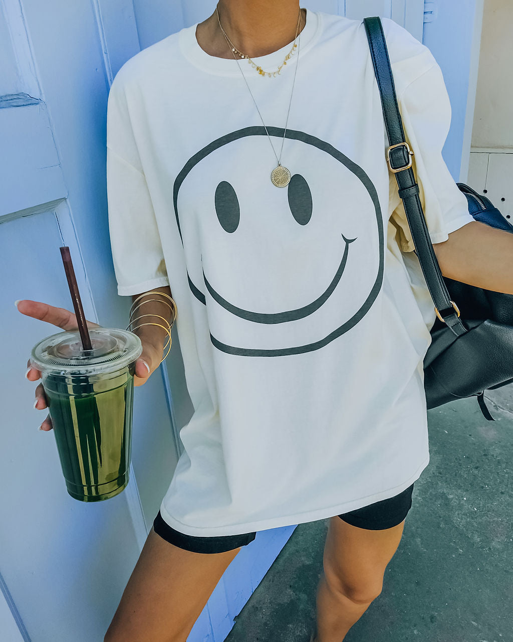 Warm Smile Cotton Oversized Tee Oshnow