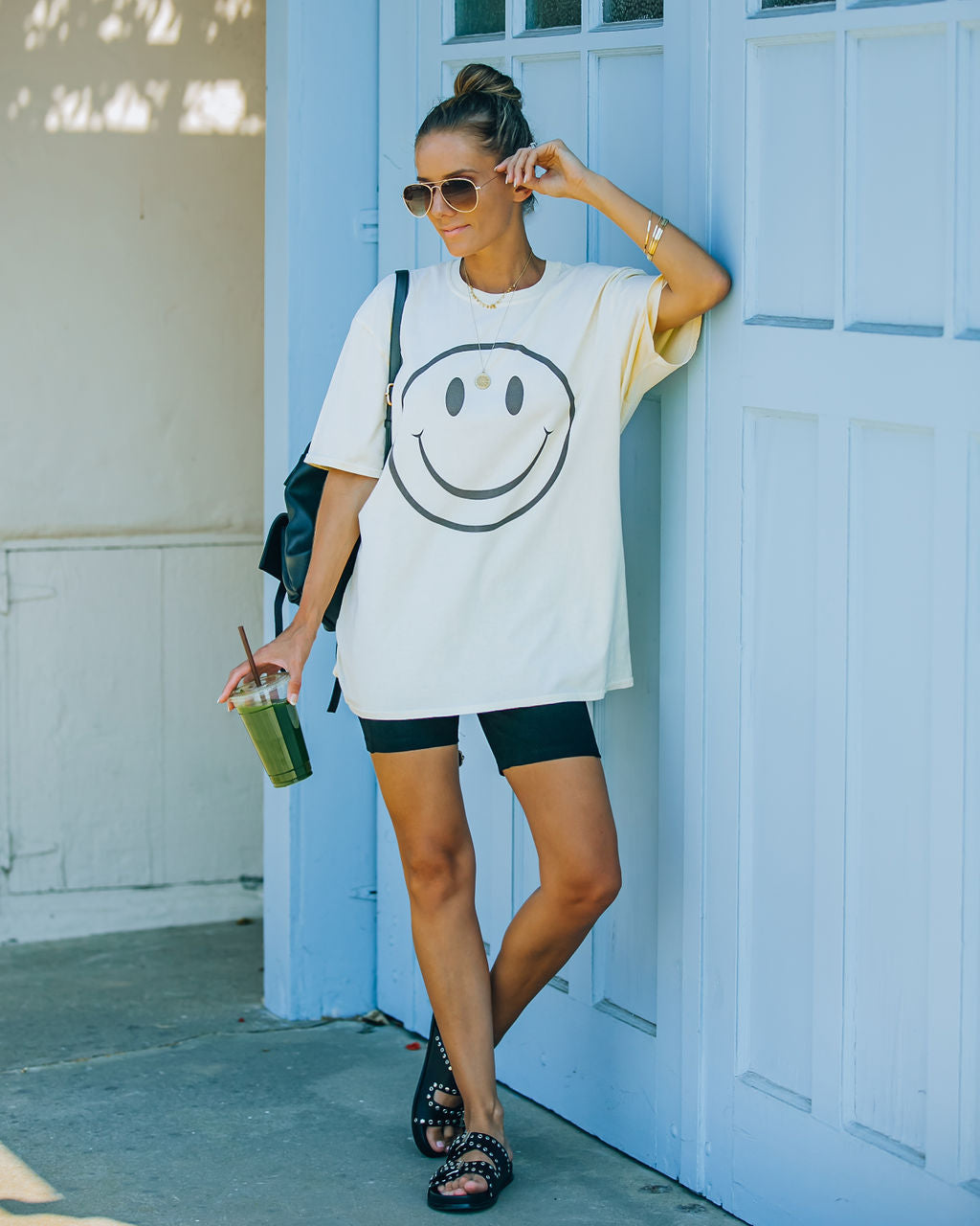 Warm Smile Cotton Oversized Tee Oshnow