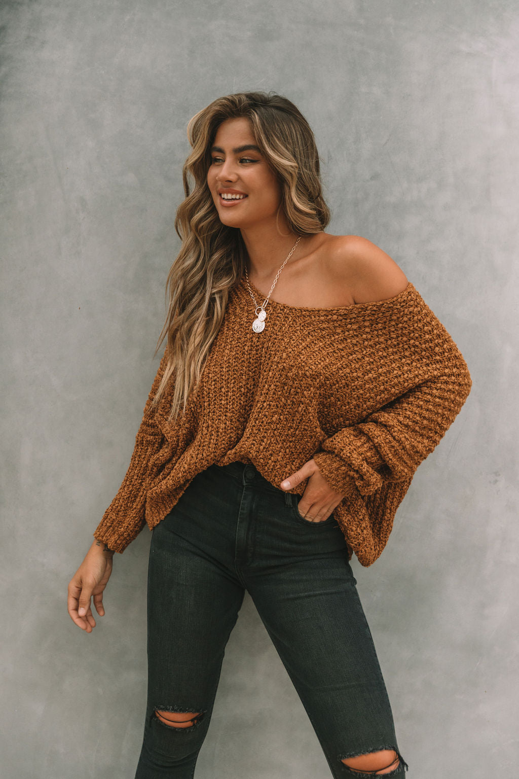 Warms My Soul Knit Sweater - Camel Oshnow