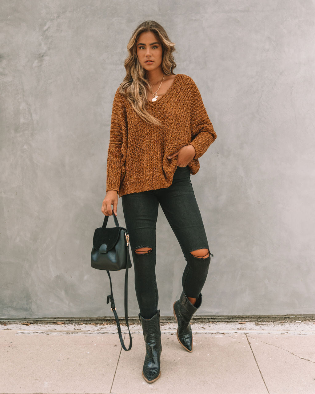 Warms My Soul Knit Sweater - Camel Oshnow