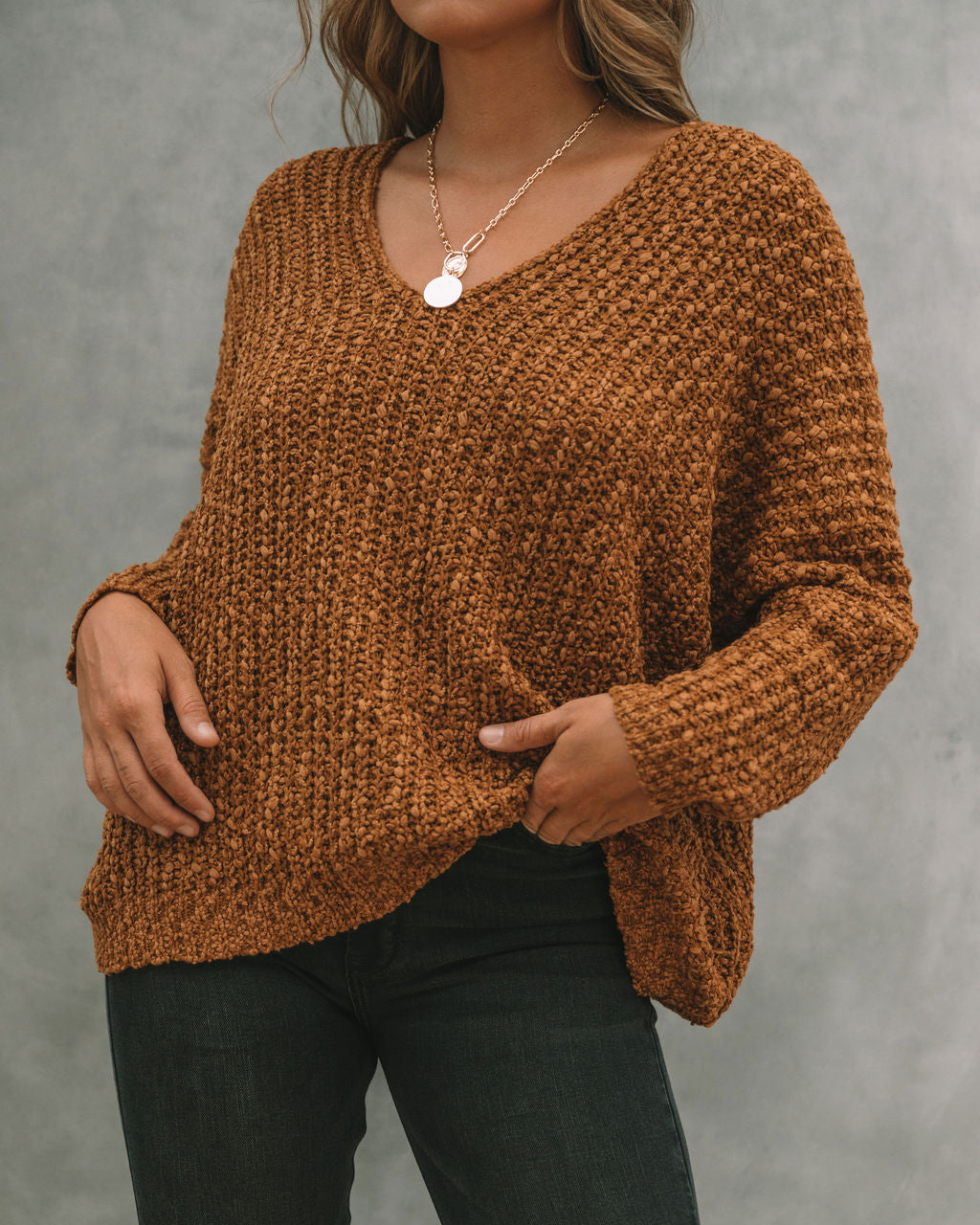 Warms My Soul Knit Sweater - Camel Oshnow