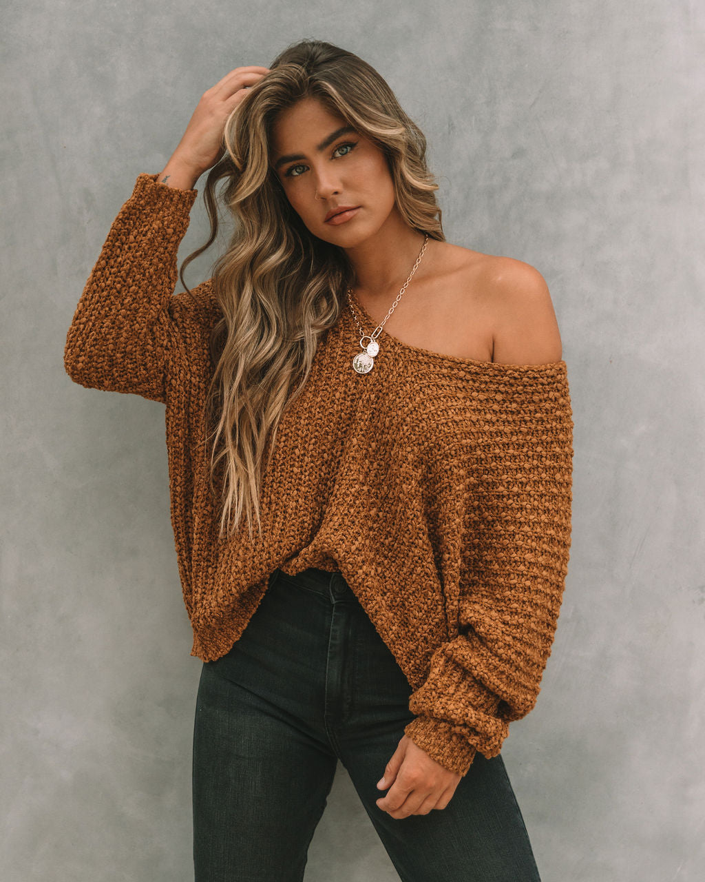 Warms My Soul Knit Sweater - Camel Oshnow