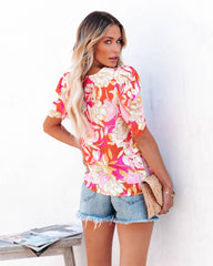 Watch Me Blossom Puff Sleeve Blouse - Pink Multi Oshnow