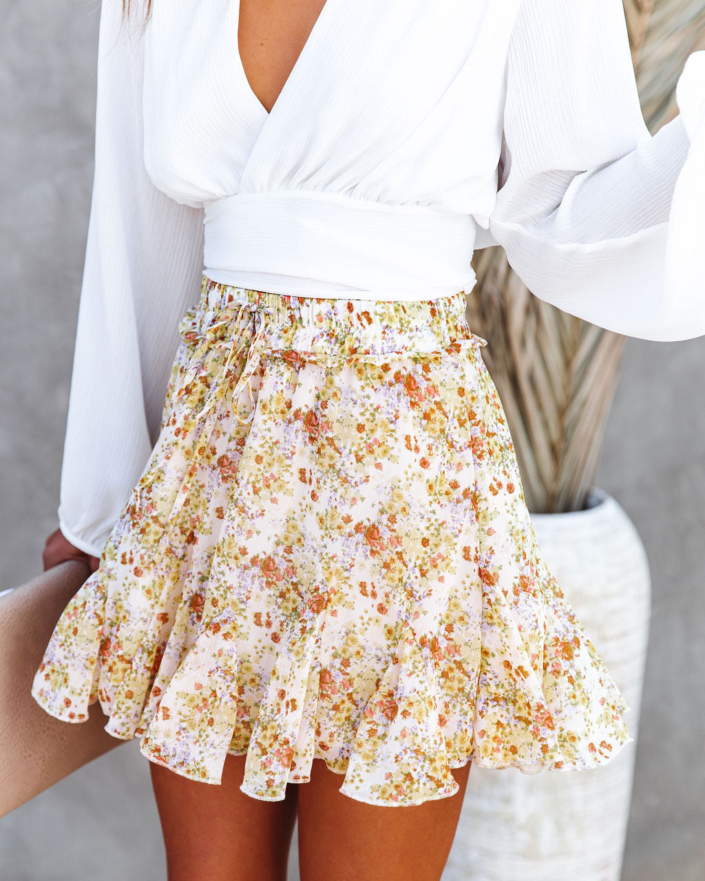 Way With Words Floral Chiffon Ruffle Mini Skirt Oshnow