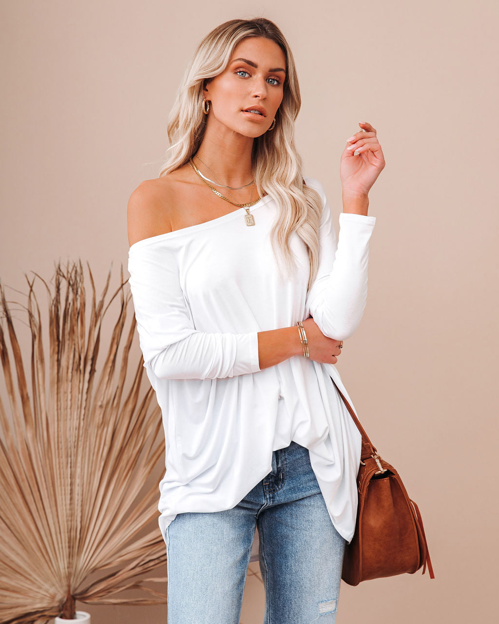 Wear It Well Long Sleeve Bamboo Knit Top - White Oshnow