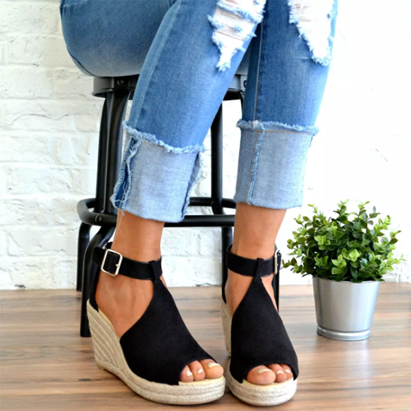 Wedges Adjustable Buckle Sandals Oshnow