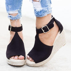 Wedges Adjustable Buckle Sandals Oshnow