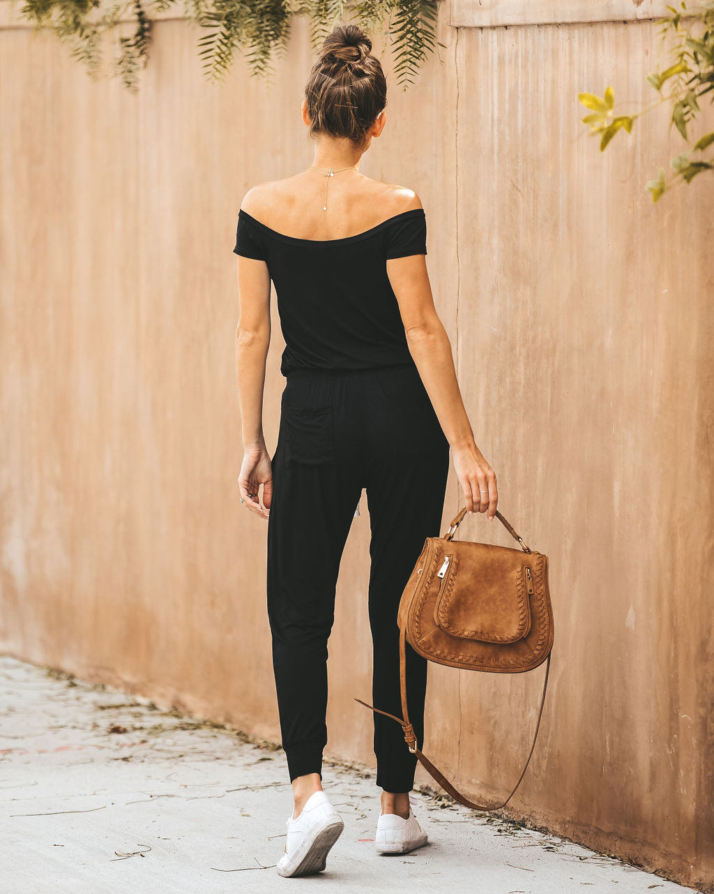 Weekend Worthy Pocketed Drawstring Jumpsuit - Black Oshnow