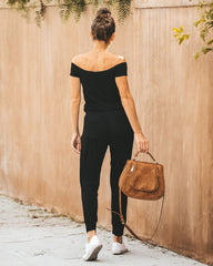 Weekend Worthy Pocketed Drawstring Jumpsuit - Black Oshnow