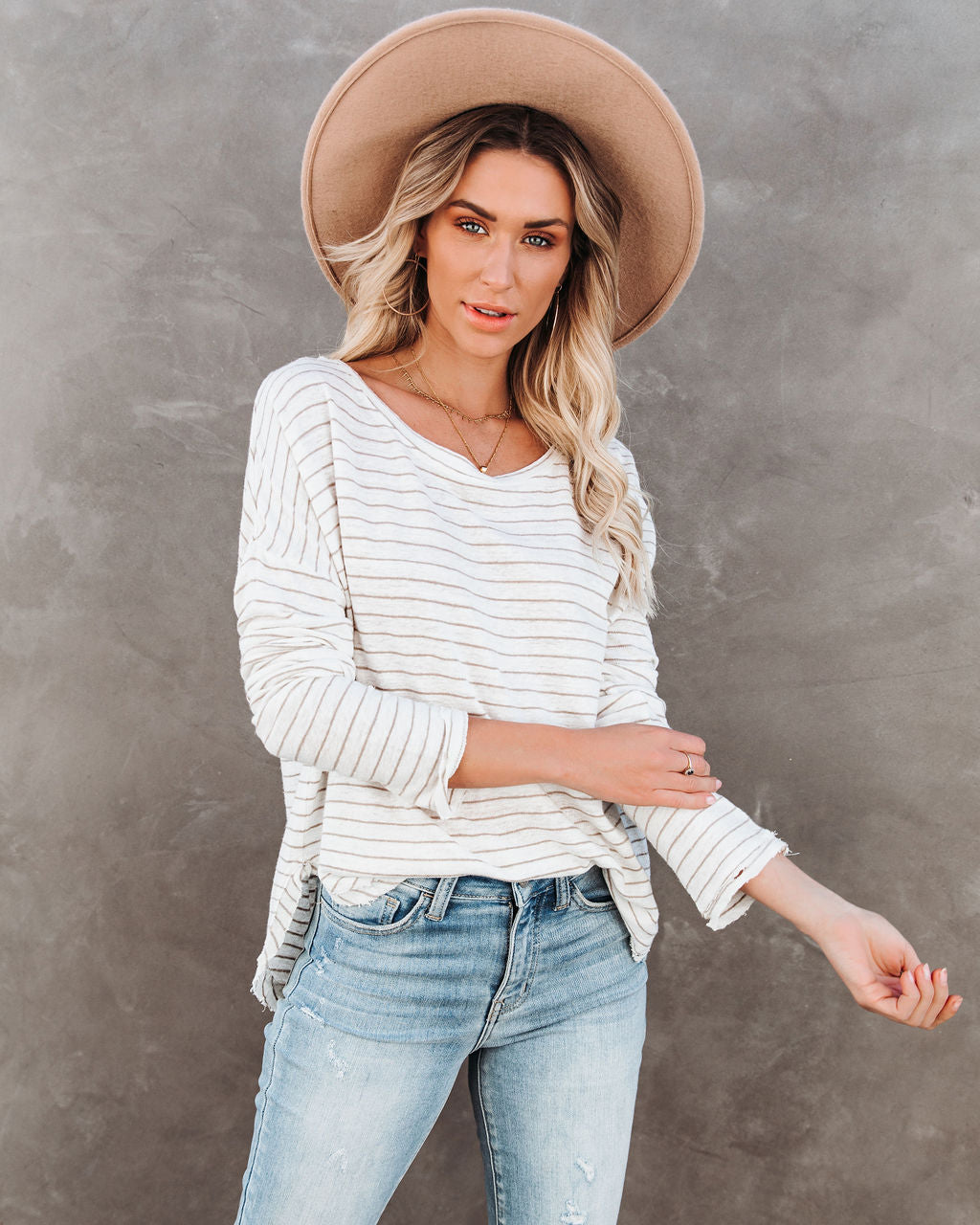 Well Loved Striped Knit Top - Sand Oshnow