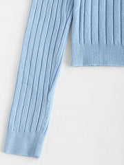 Wide Rib Knit Slim Cardigan Oshnow