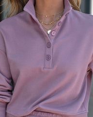 Williams Cotton Henley Sweatshirt - Dark Mauve Oshnow