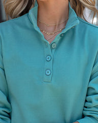 Williams Cotton Henley Sweatshirt - Teal Oshnow