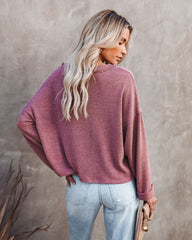 Windswept Relaxed Knit Henley Top - Mauve Oshnow