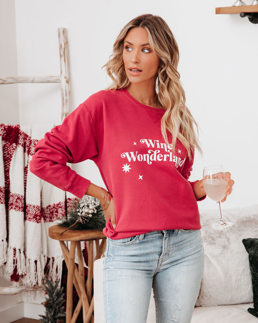 Wine Wonderland Cotton Blend Sweatshirt Oshnow