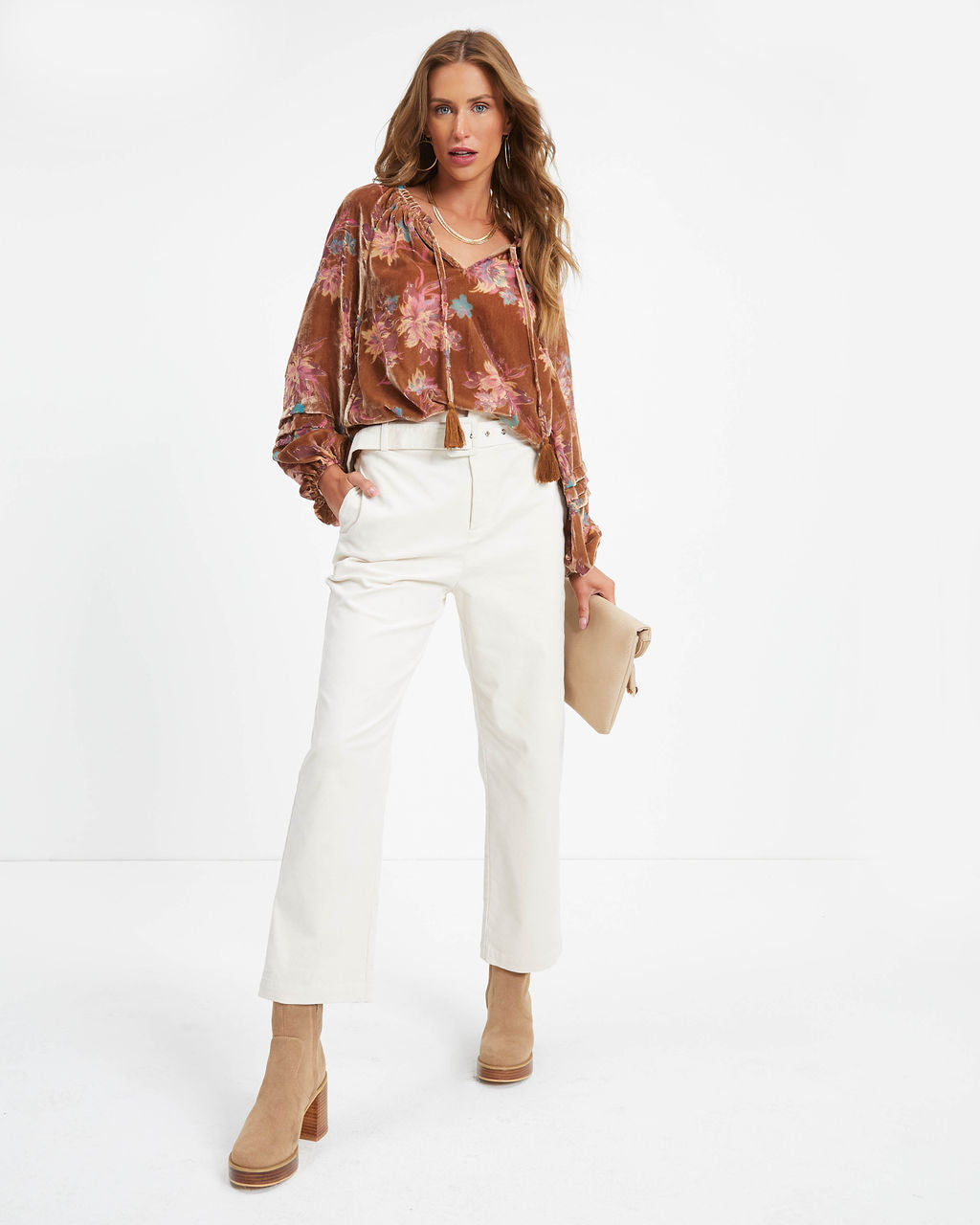 Winner Takes It All Pocketed Belted Corduroy Pants - Ivory Oshnow