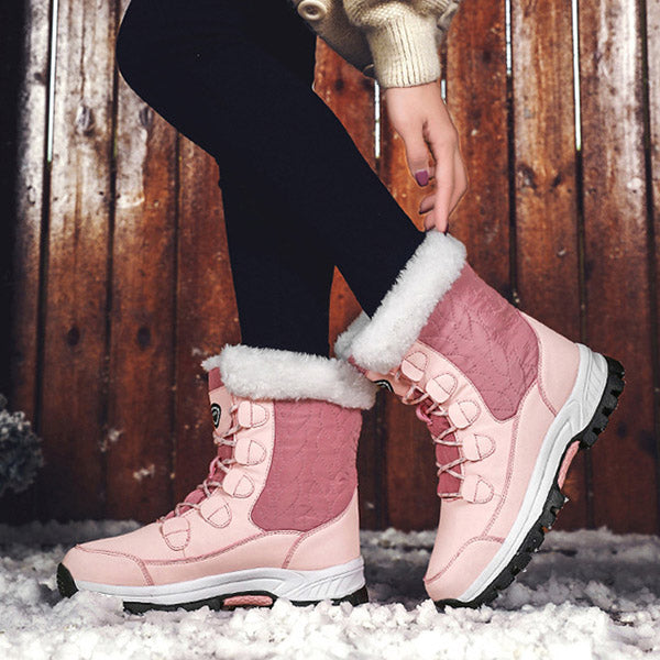 Winter Furry Warm Lace-Up Snow Boots Oshnow