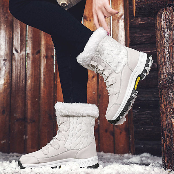 Winter Furry Warm Lace-Up Snow Boots Oshnow