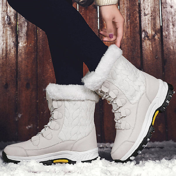 Winter Furry Warm Lace-Up Snow Boots Oshnow