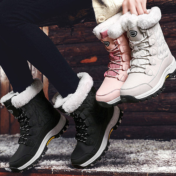 Winter Furry Warm Lace-Up Snow Boots Oshnow