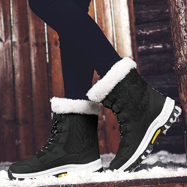 Winter Furry Warm Lace-Up Snow Boots Oshnow