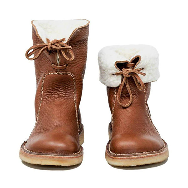 Winter Vintage Boots Warm Unisex Lace-up Shoes Oshnow