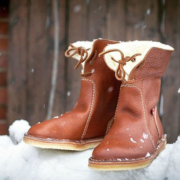 Winter Vintage Boots Warm Unisex Lace-up Shoes Oshnow